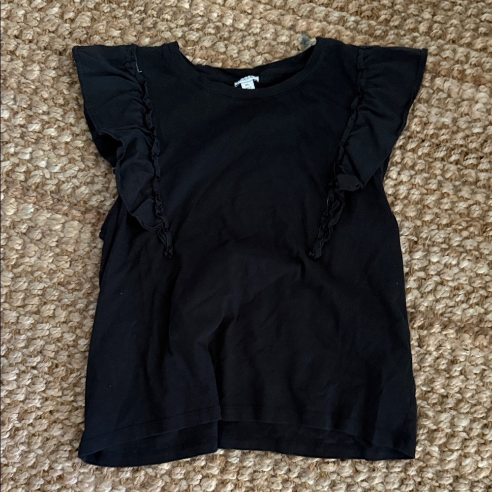 J. Crew  Black Flutter Sleeve Top